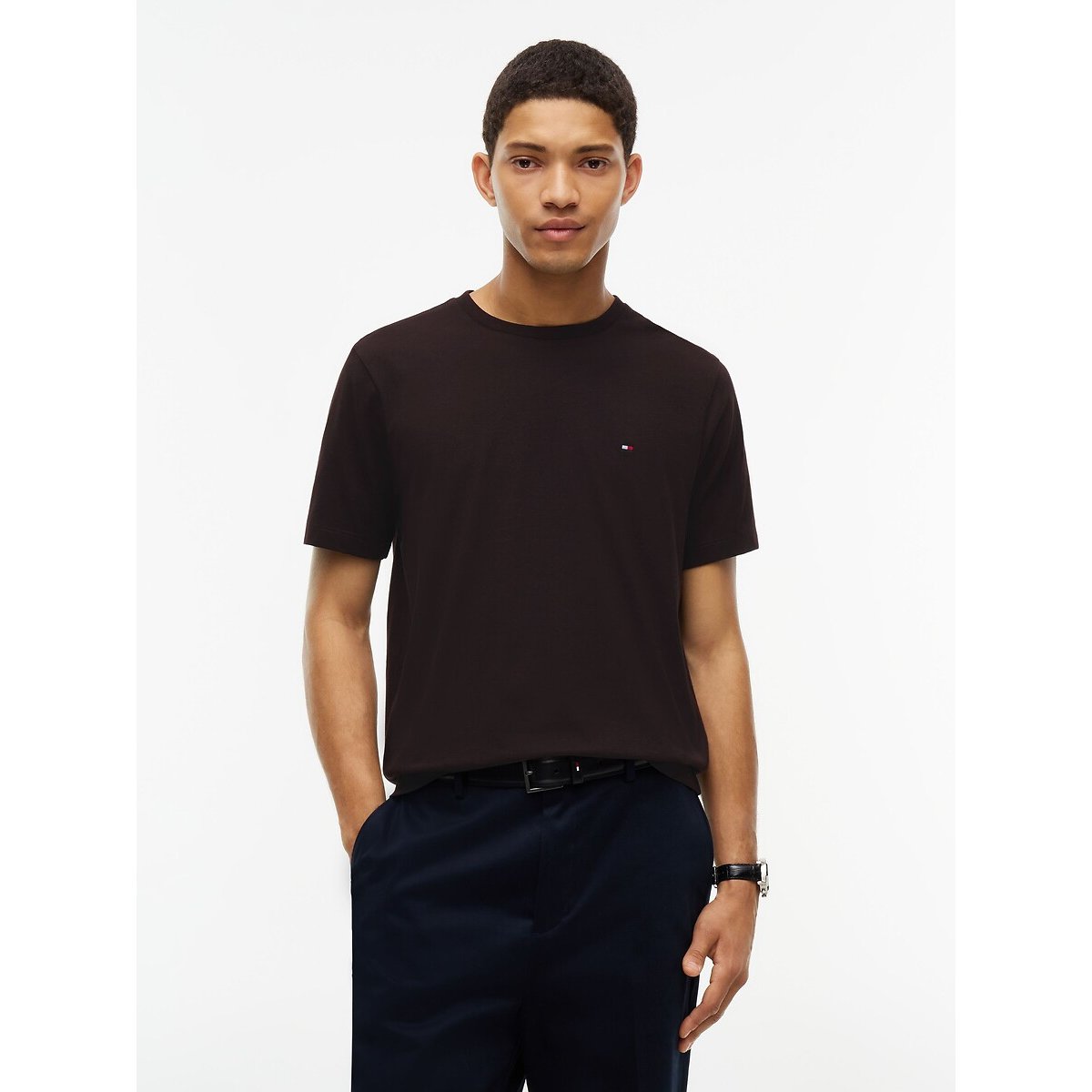 Tommy Hilfiger Thick T-Shirt, Regular Fit Men's Chocolate Large - La Redoute - Image 3