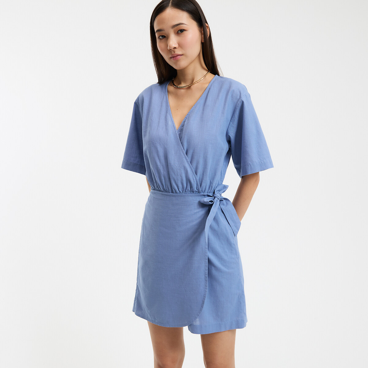 Mono envolvente efecto falda Mujer Talla 38. Color Azul
