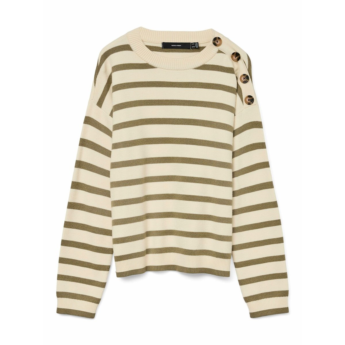 Pull rayé, détails boutons