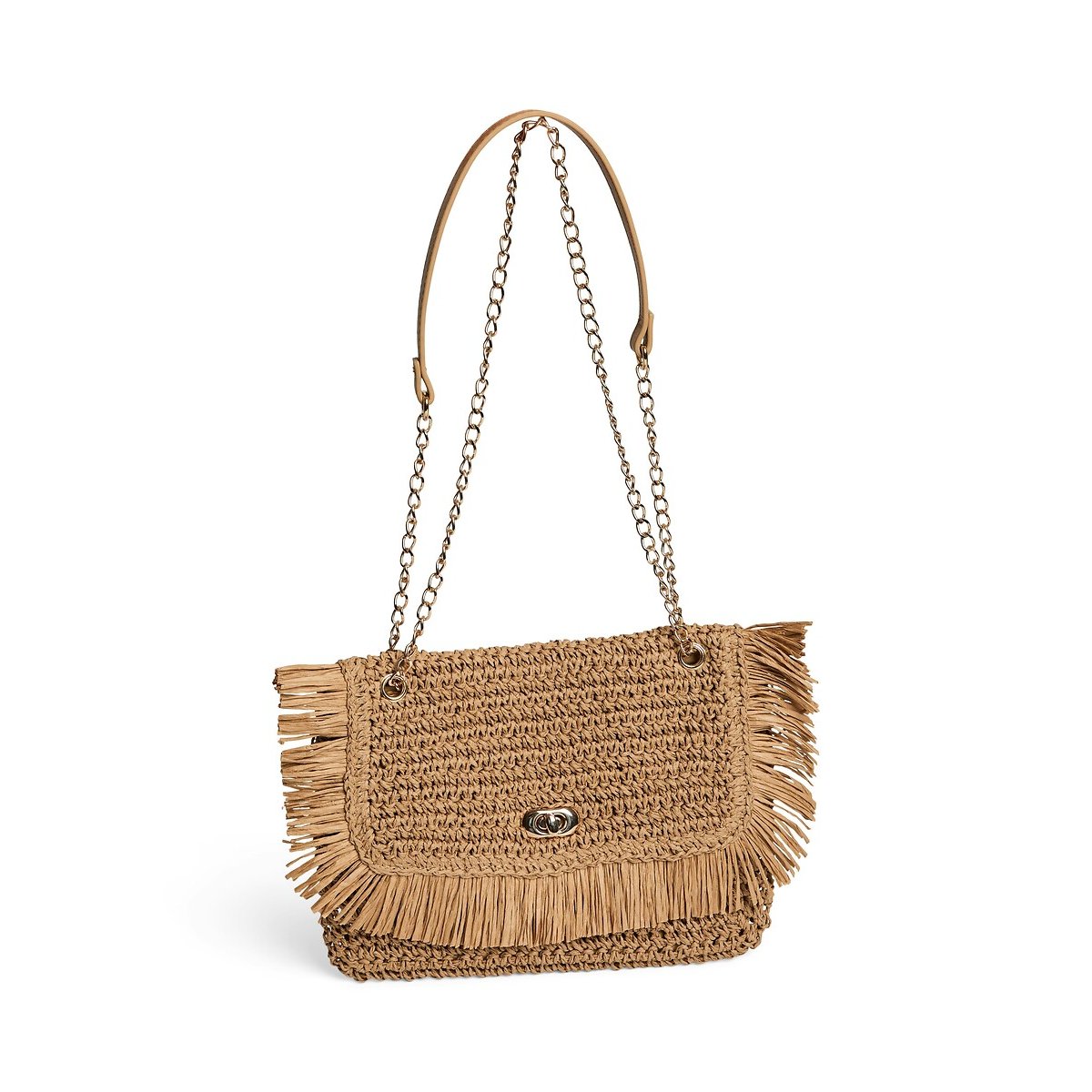 Pieces Genilda Straw Small Shoulder Bag Women's Beige
