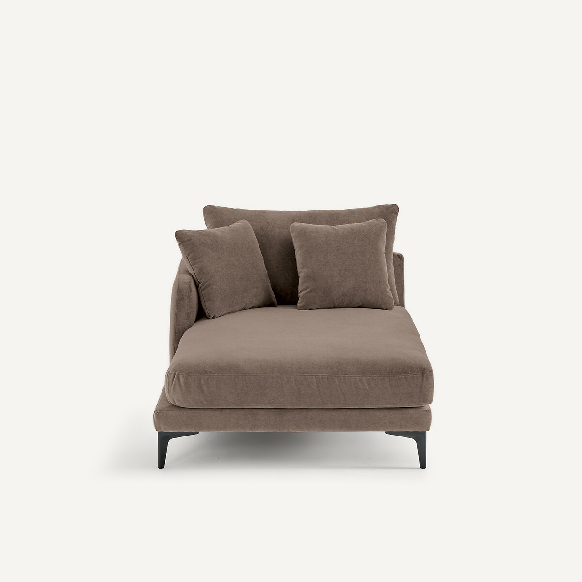 EMMANUEL GALLINA X AM.PM Longchair in stone-kleurig fluweel, MODERNISTE, ontwerp van Emmanuel Gallina