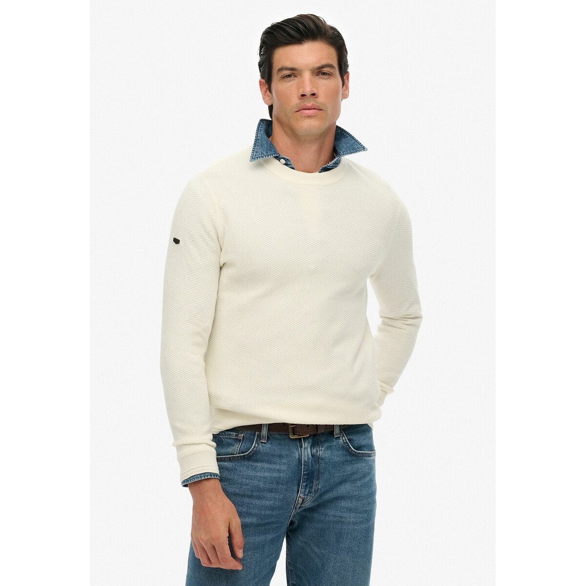 Superdry Textured Crew Neck Jumper Men's Off-White Xxl