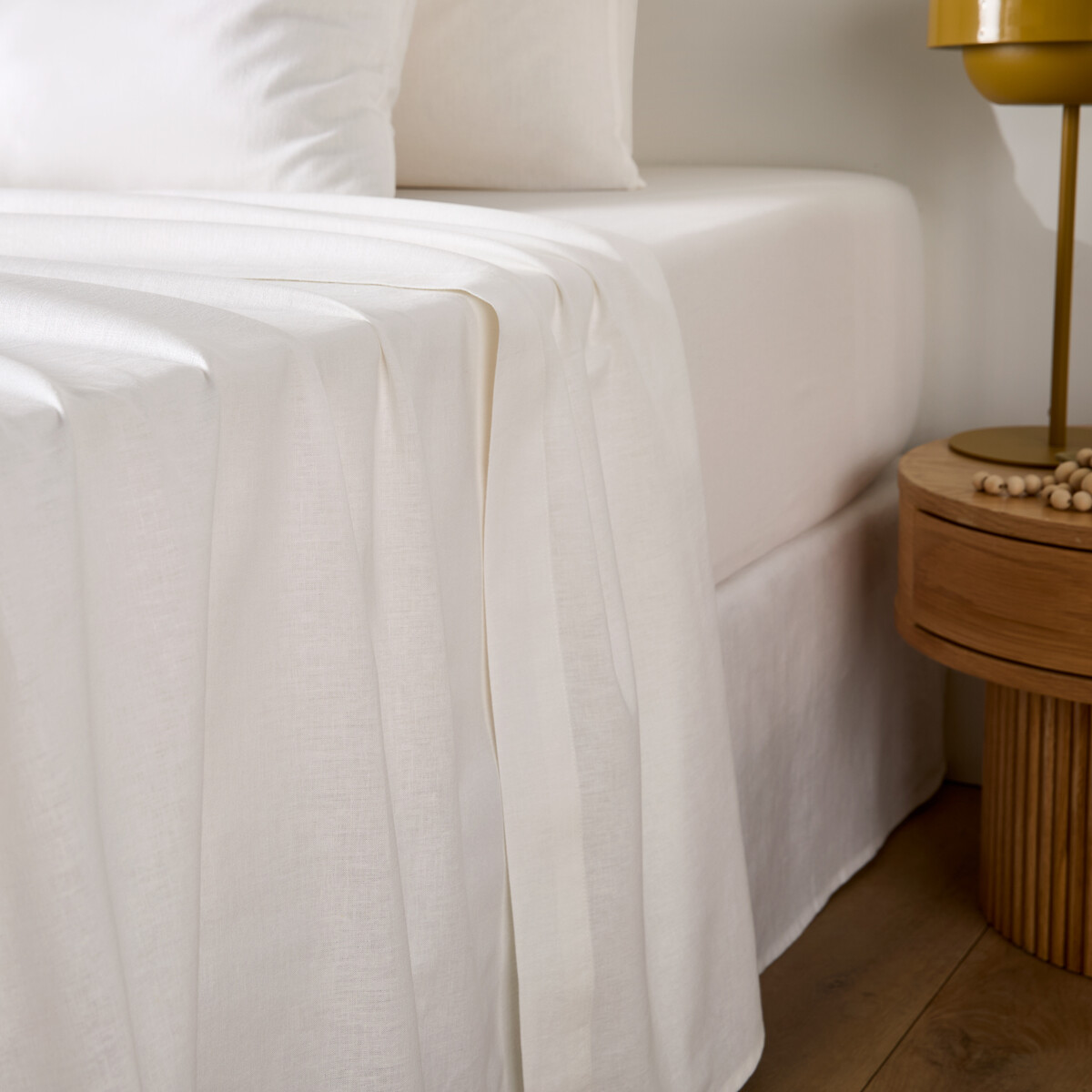 La Redoute Interieurs Marnie Flat Sheet In Washed Cotton/Linen Unisex White Single (180X290cm)