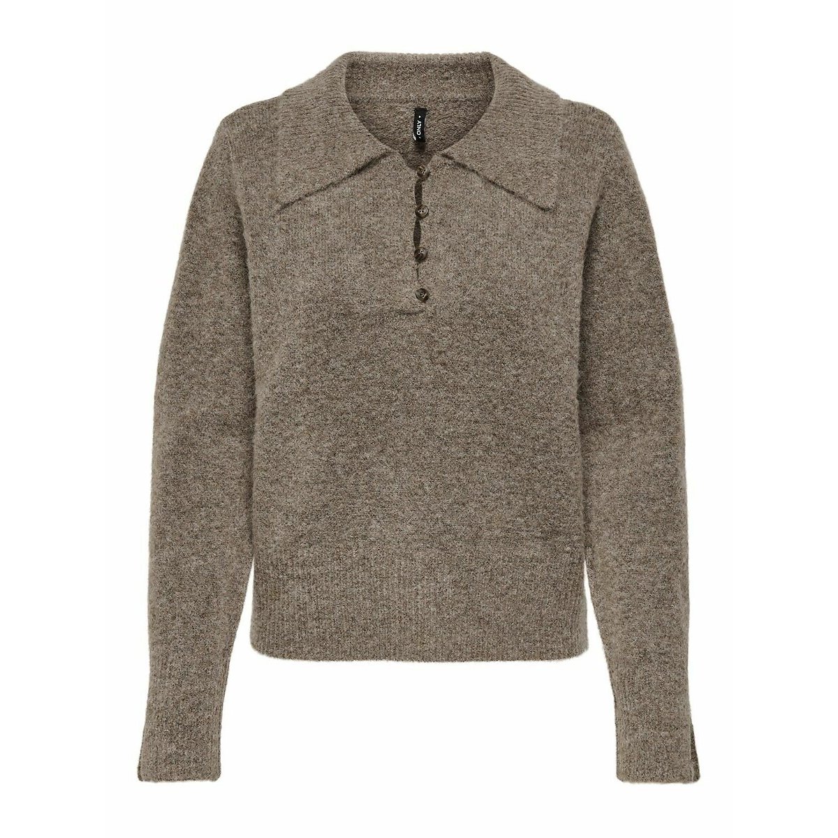Only Women's Beige Brushed Knit Polo Jumper Small
