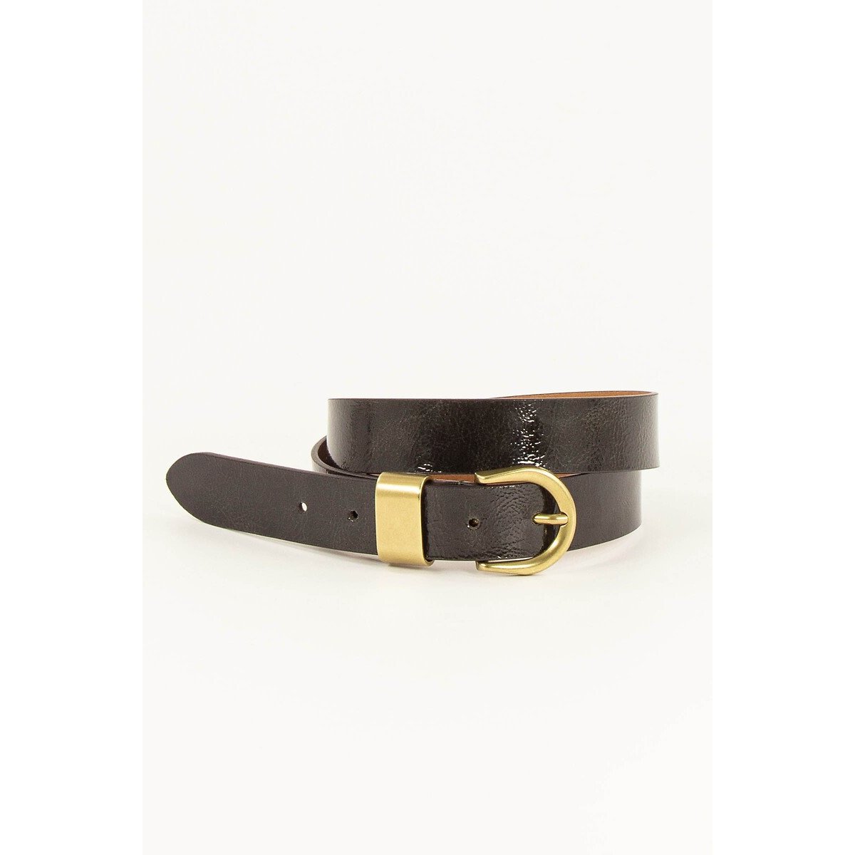 Sessun Miloa Wide Belt In Patent Leather With Metal Buckle Women's Khaki Small