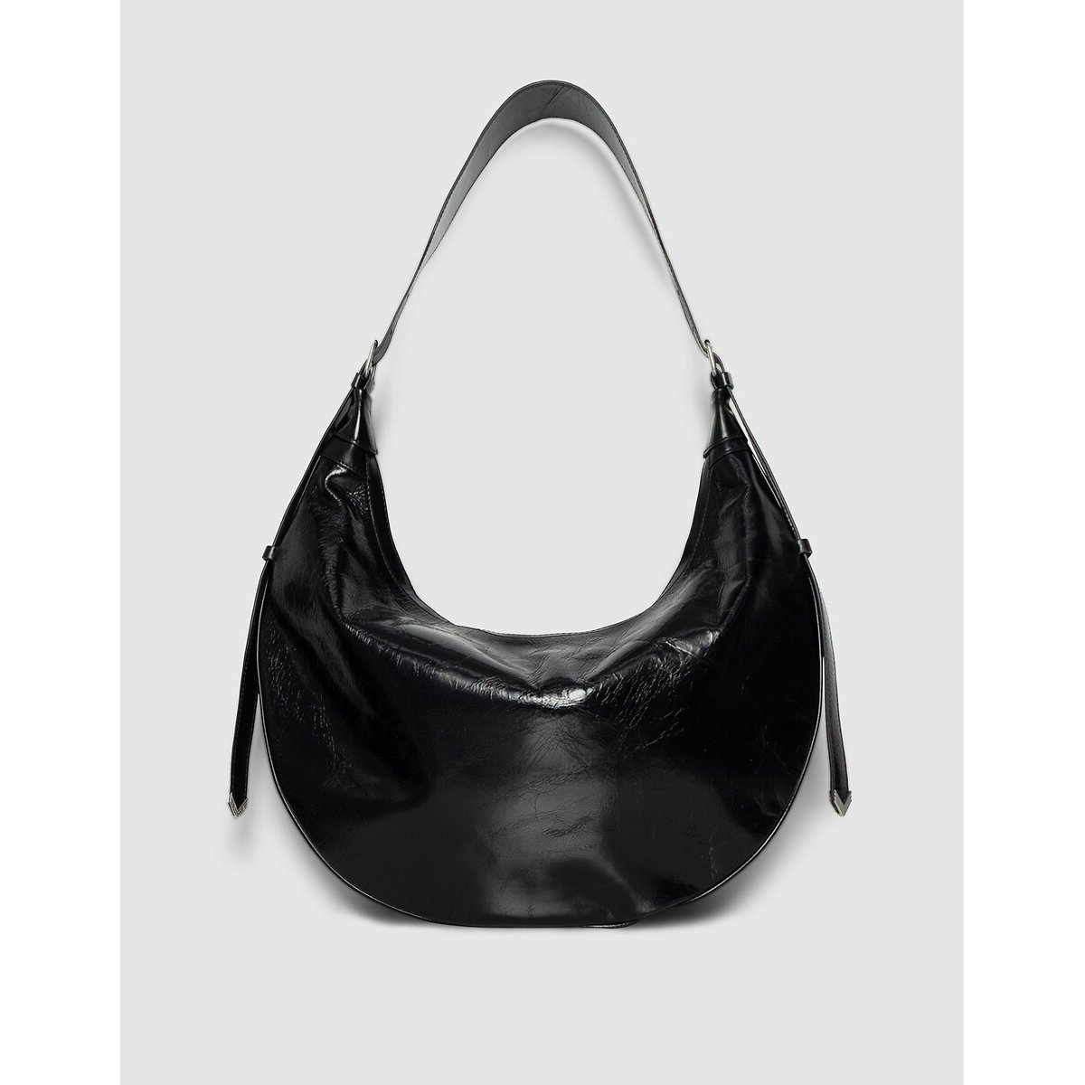 Ikks Leather Half-Moon Handbag Women's Black