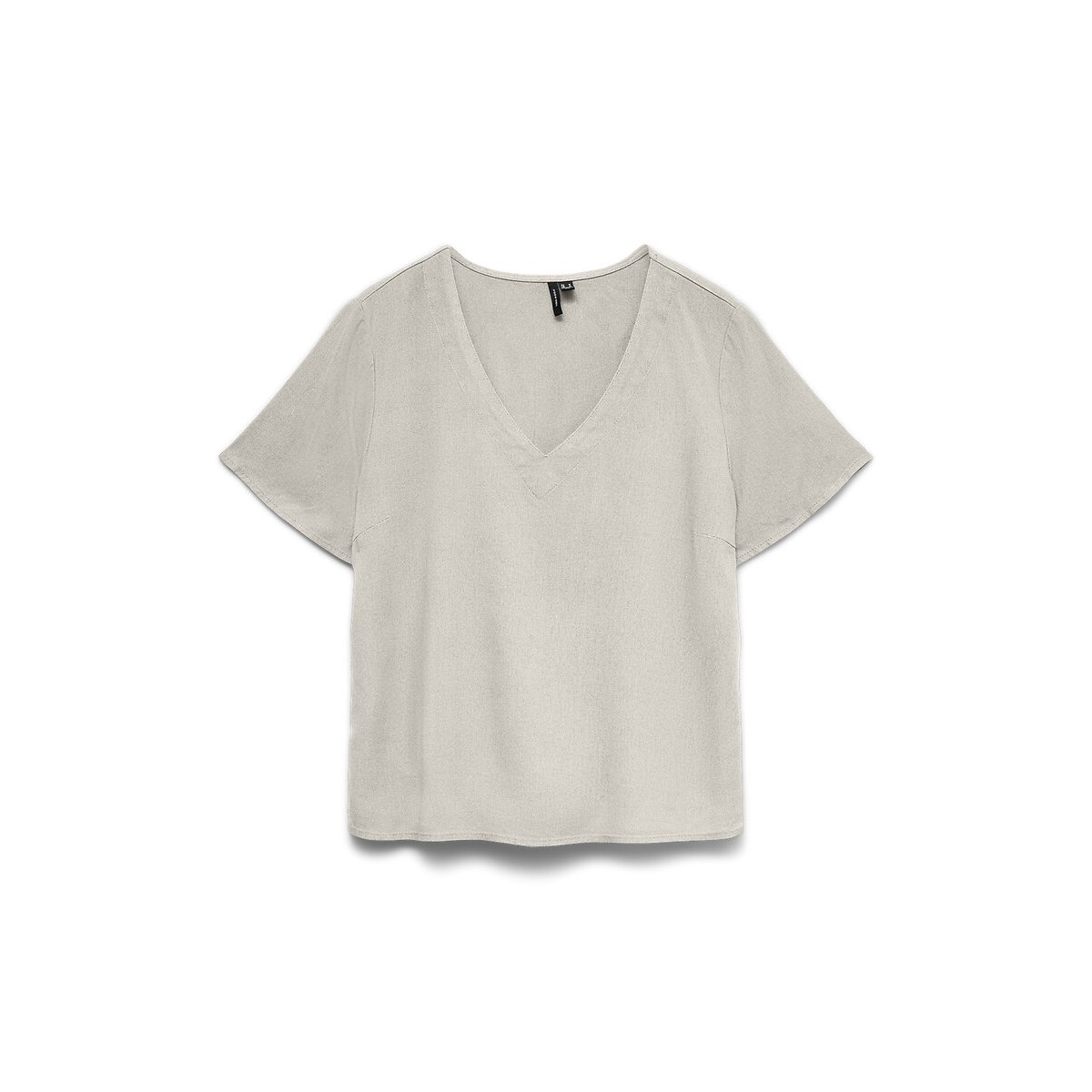Vero Moda Plain Short Sleeve V-Neck Blouse Women's Ecru Medium