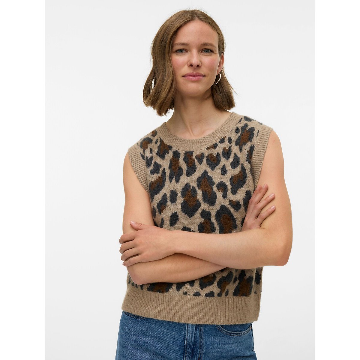 Vero Moda Women's Leopard Print Sleeveless Jumper With Extra Large