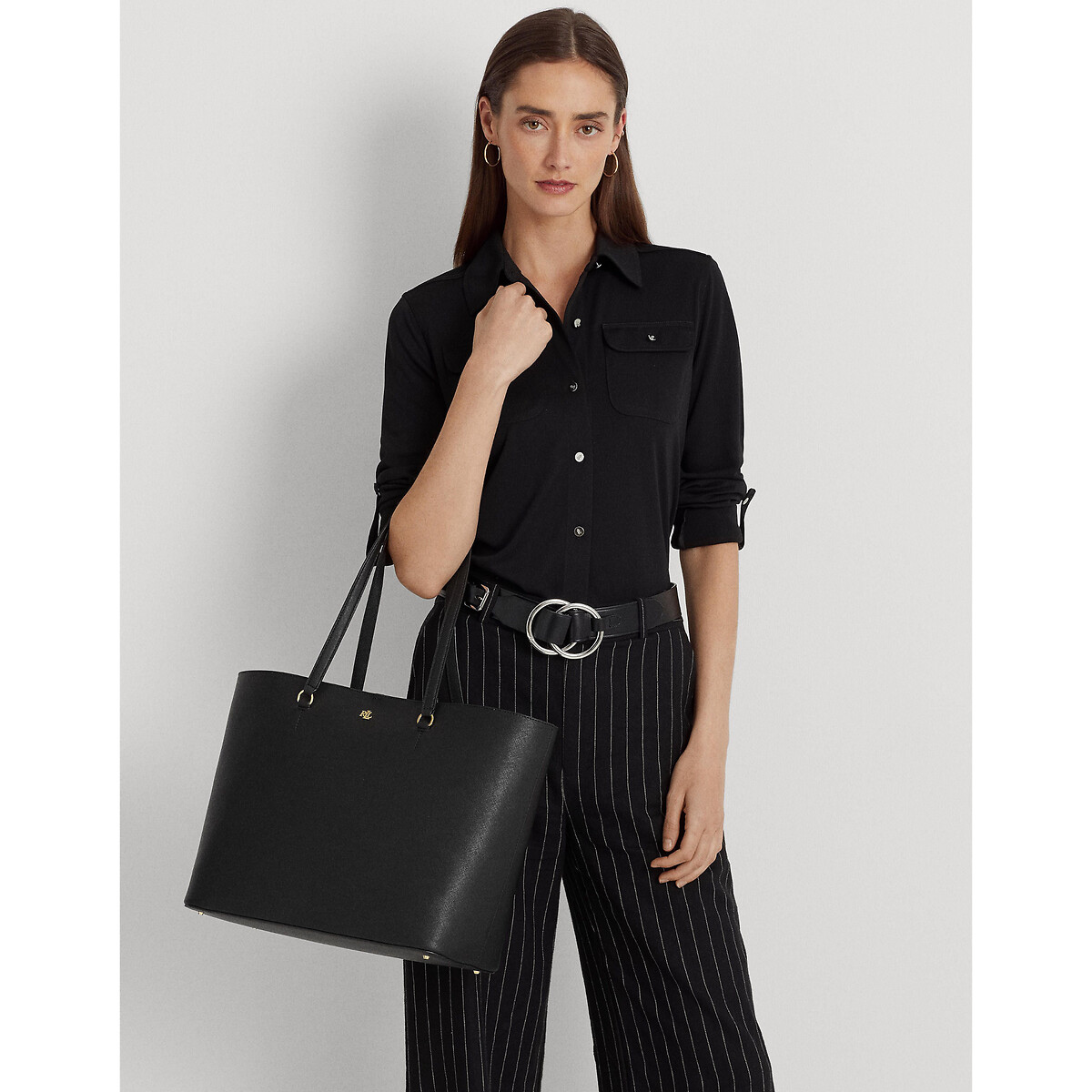 Lauren Ralph Lauren Karly Leather Tote Bag Women's Black