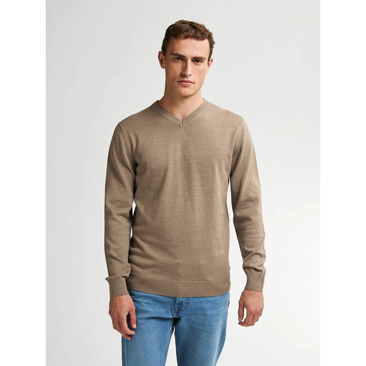 Petrol Industries V-Neck Jumper Men's Beige Medium