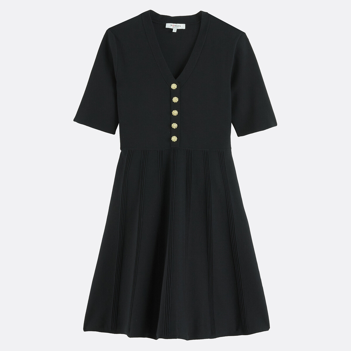 Morgan Short Sleeve Crew Neck Mini Dress Women's Black Extra Large