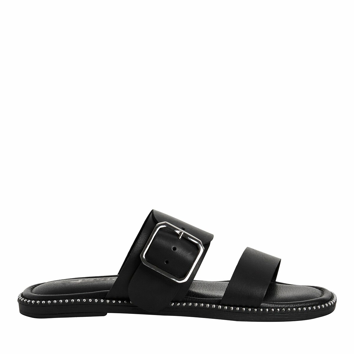 Tamaris Leather Flat Mules Women's Black Size 39