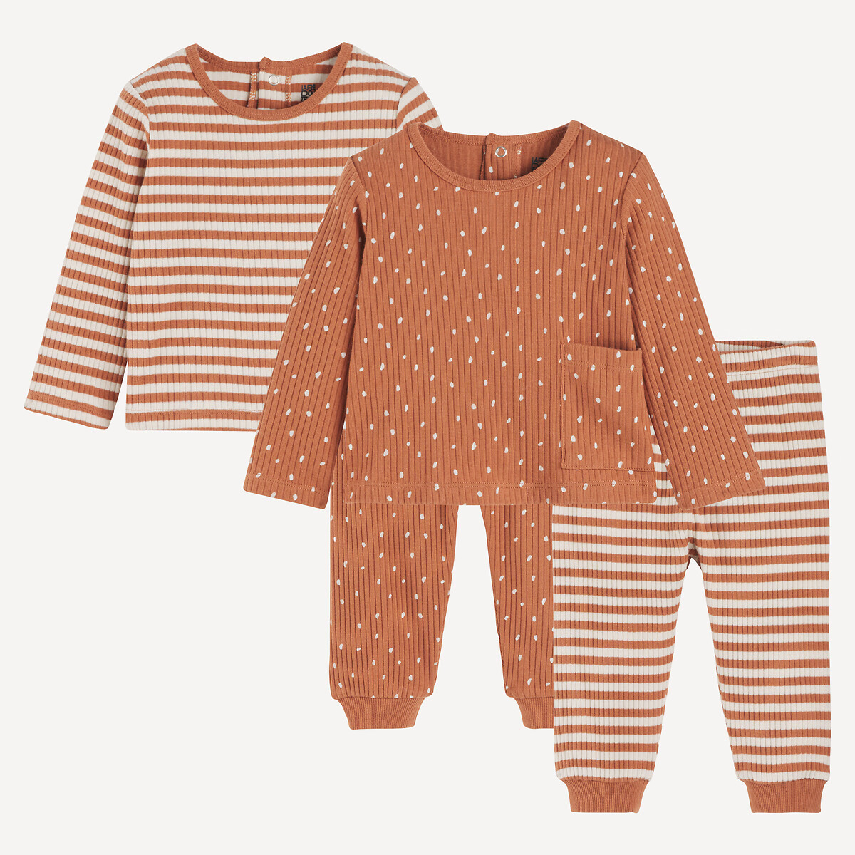 LA REDOUTE COLLECTIONS Set van 2 katoenen 2-delige pyjama's, strepen en stippen