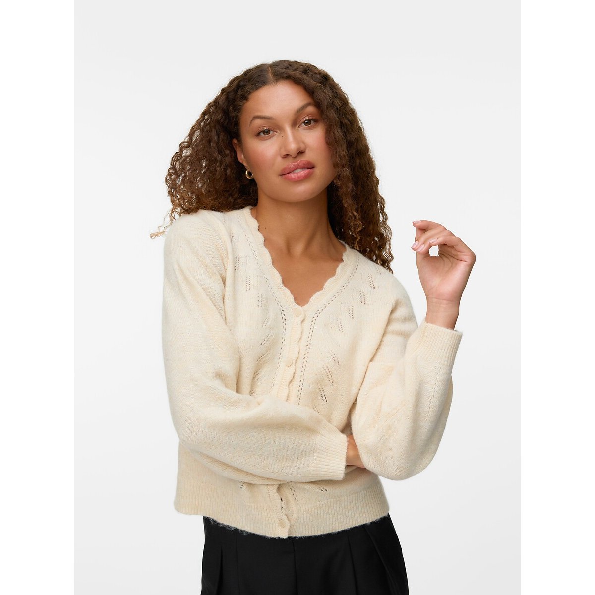 Vero Moda V-Neck Cardigan Women's Ecru Medium