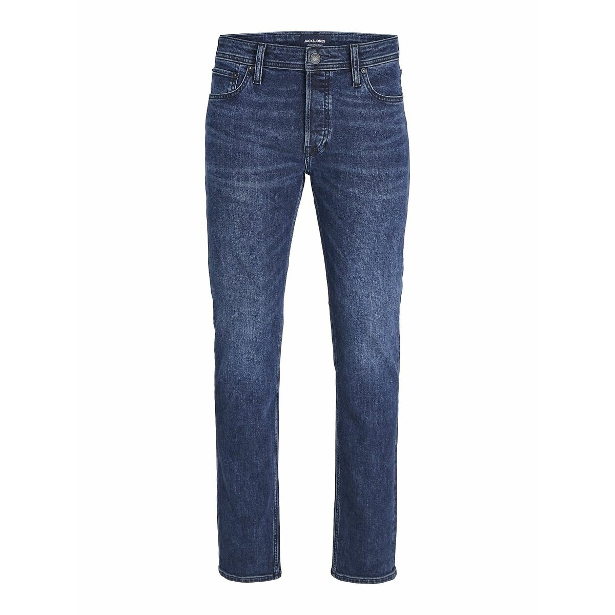 Jack & Jones Men's Mid Blue Mike Straight Jeans In Mid Rise W32 L34