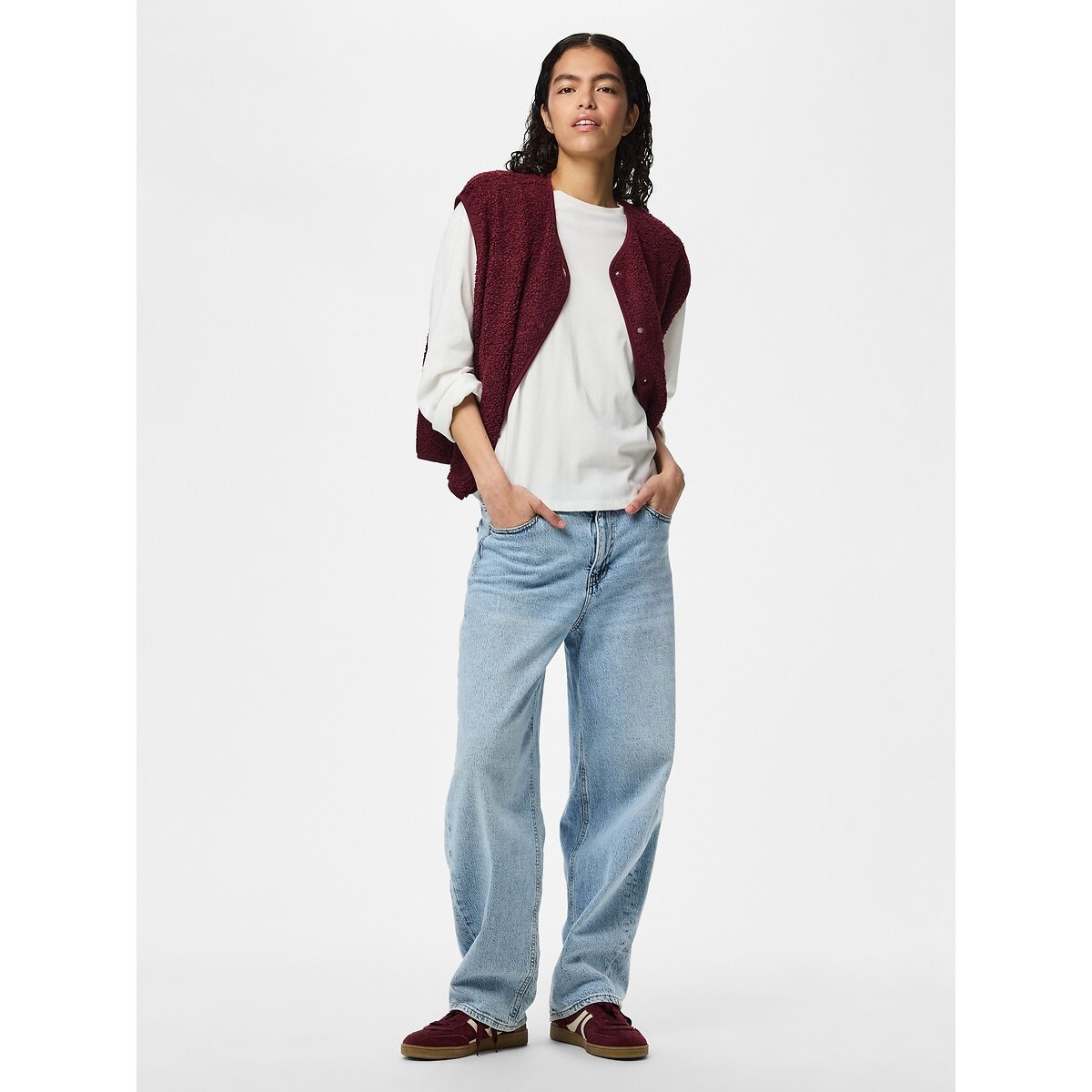 Pieces Sherpa Sleeveless Cardigan