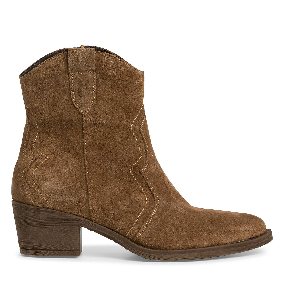 Tamaris Leather Cowboy Ankle Boots Women's Brown Size 36 (3.5)