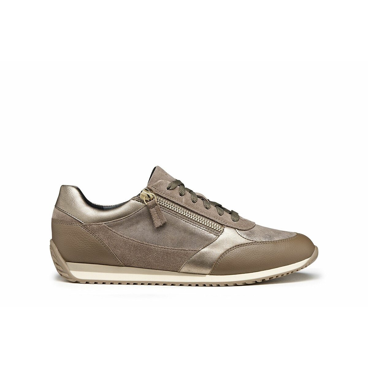 Geox Calithe Breathable Zipped Trainers Women's Taupe Size 41 (7)