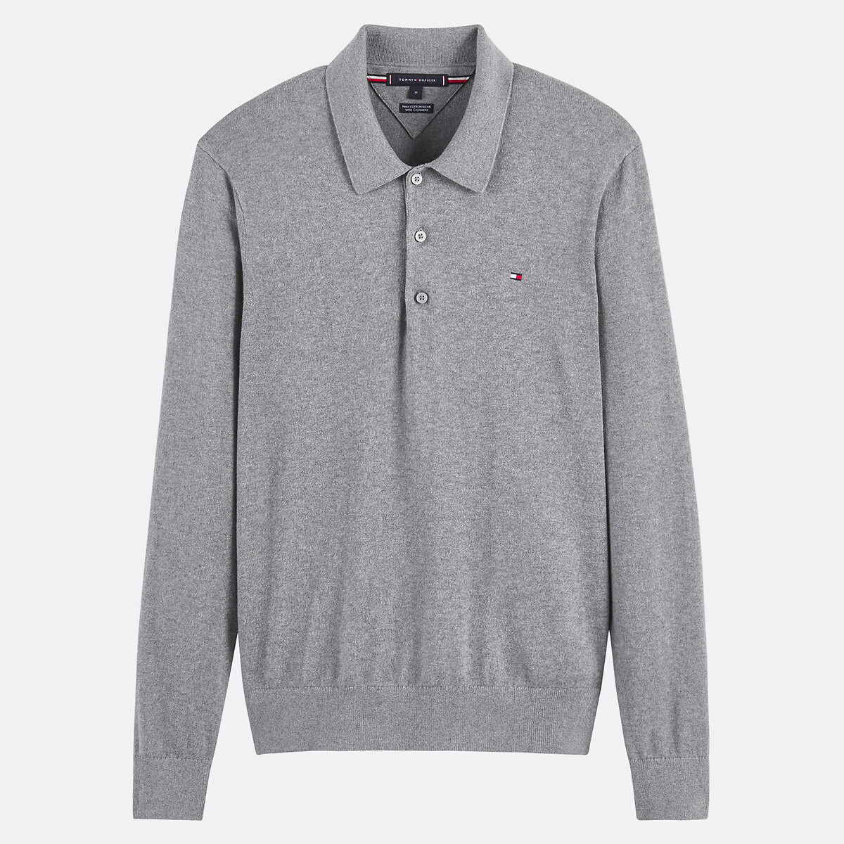 Tommy Hilfiger Cotton/Cashmere Polo Jumper Men's Grey Medium