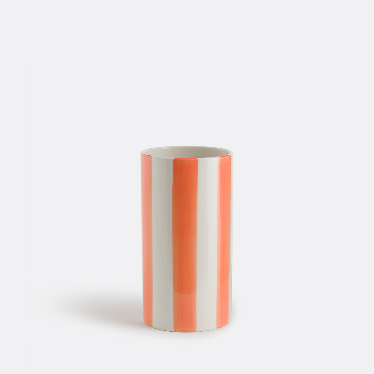 La Redoute Interieurs Jaoma Striped Ceramic Vase, H18cm Unisex Orange