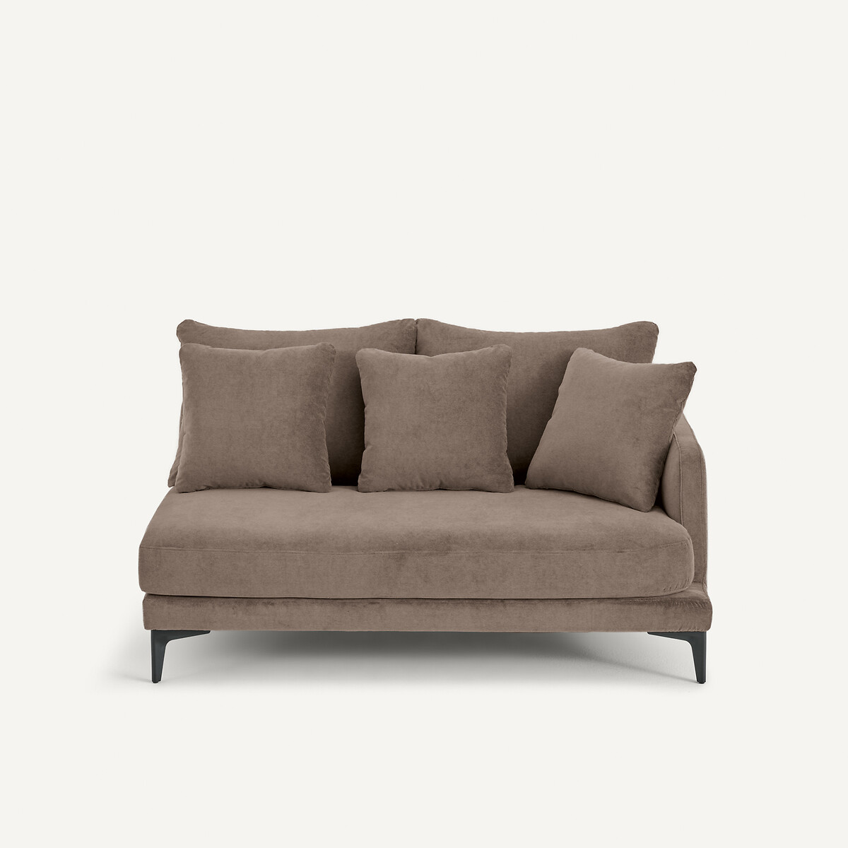 EMMANUEL GALLINA X AM.PM Halve bank in stone-kleurig fluweel, 2-zit, MODERNISTE