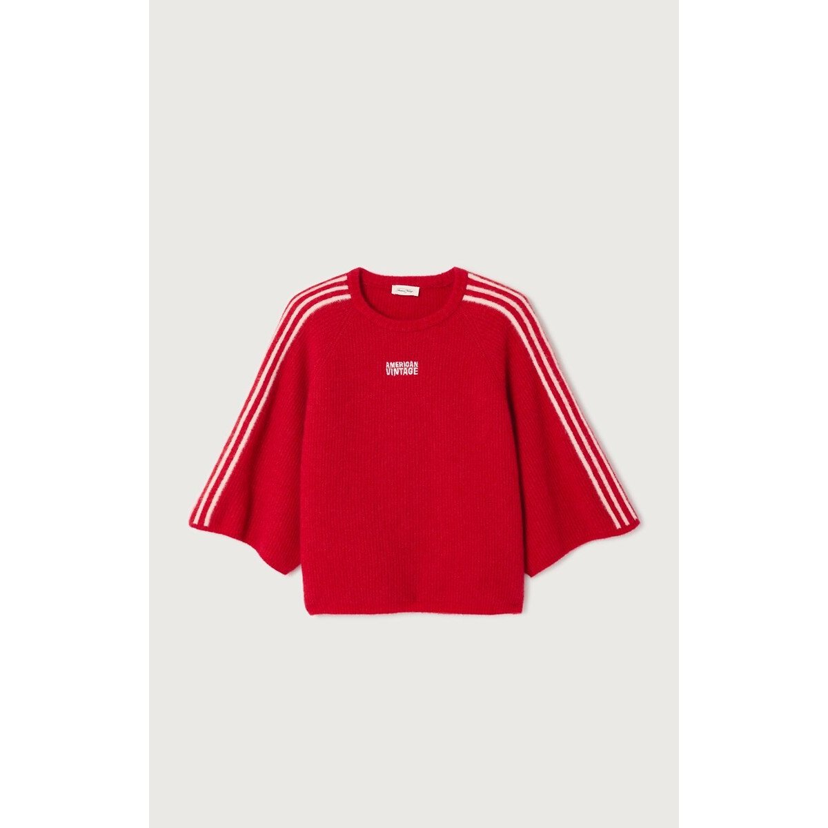 American Vintage Fine Knit Crew Neck Jumper Women's Crimson Red Extra Small