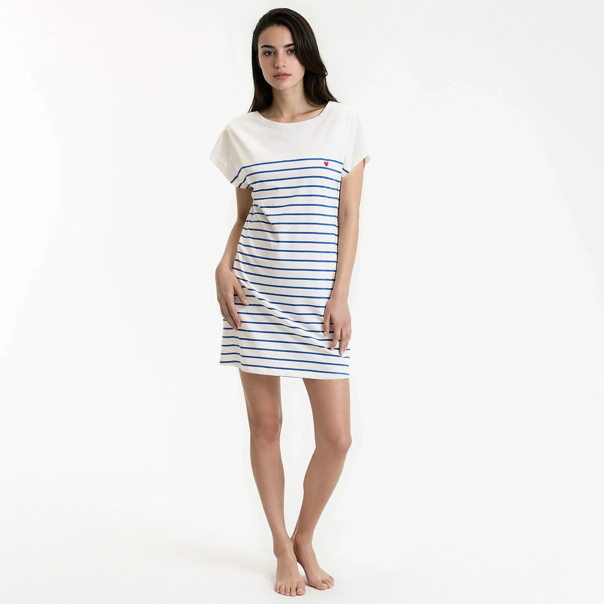 Anne Weyburn Striped Short Sleeve Nightshirt Women's Light Blue Stripe 26/28