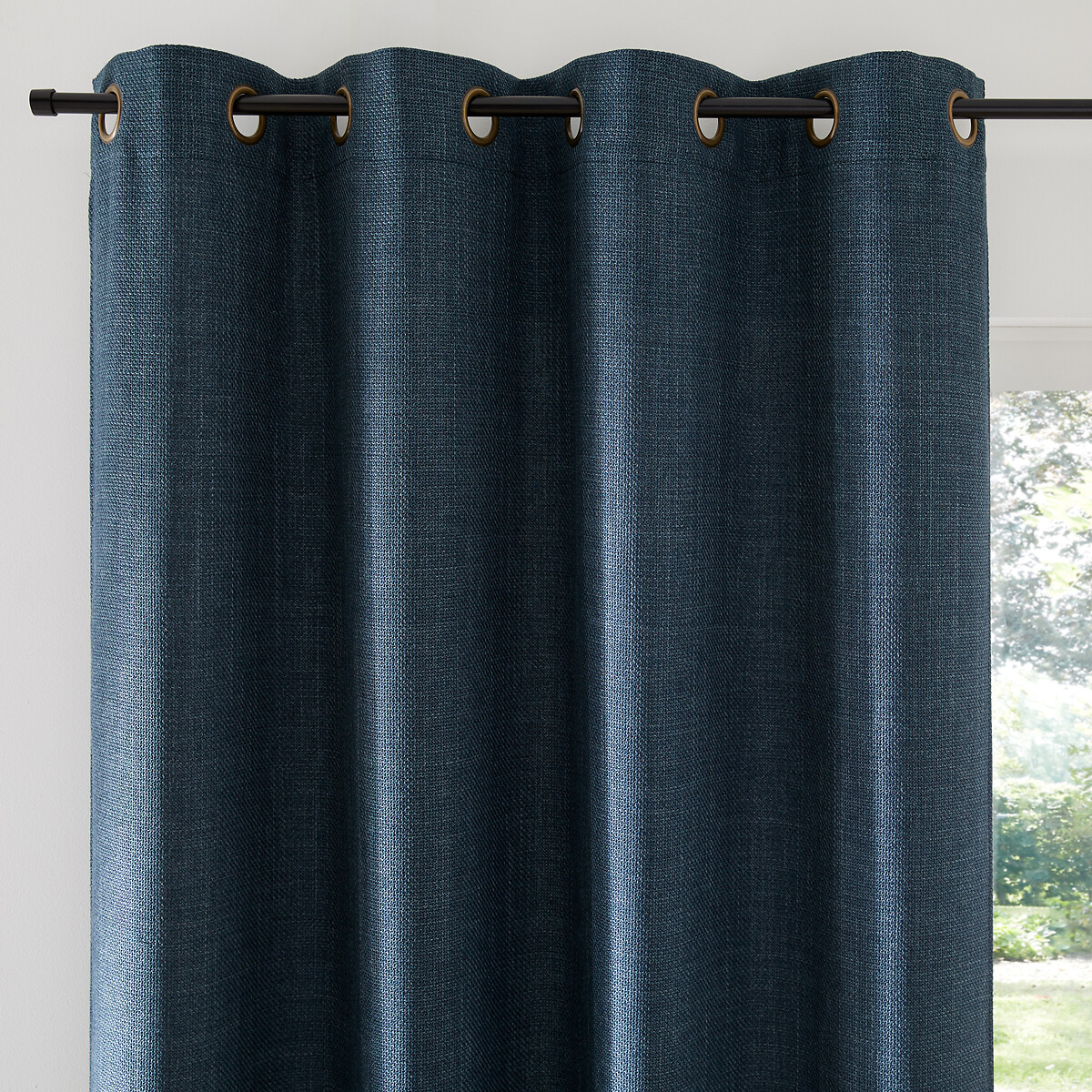 La Redoute Interieurs Montego Woven Eyelet Curtain Unisex Blue Size D260 X W140cm