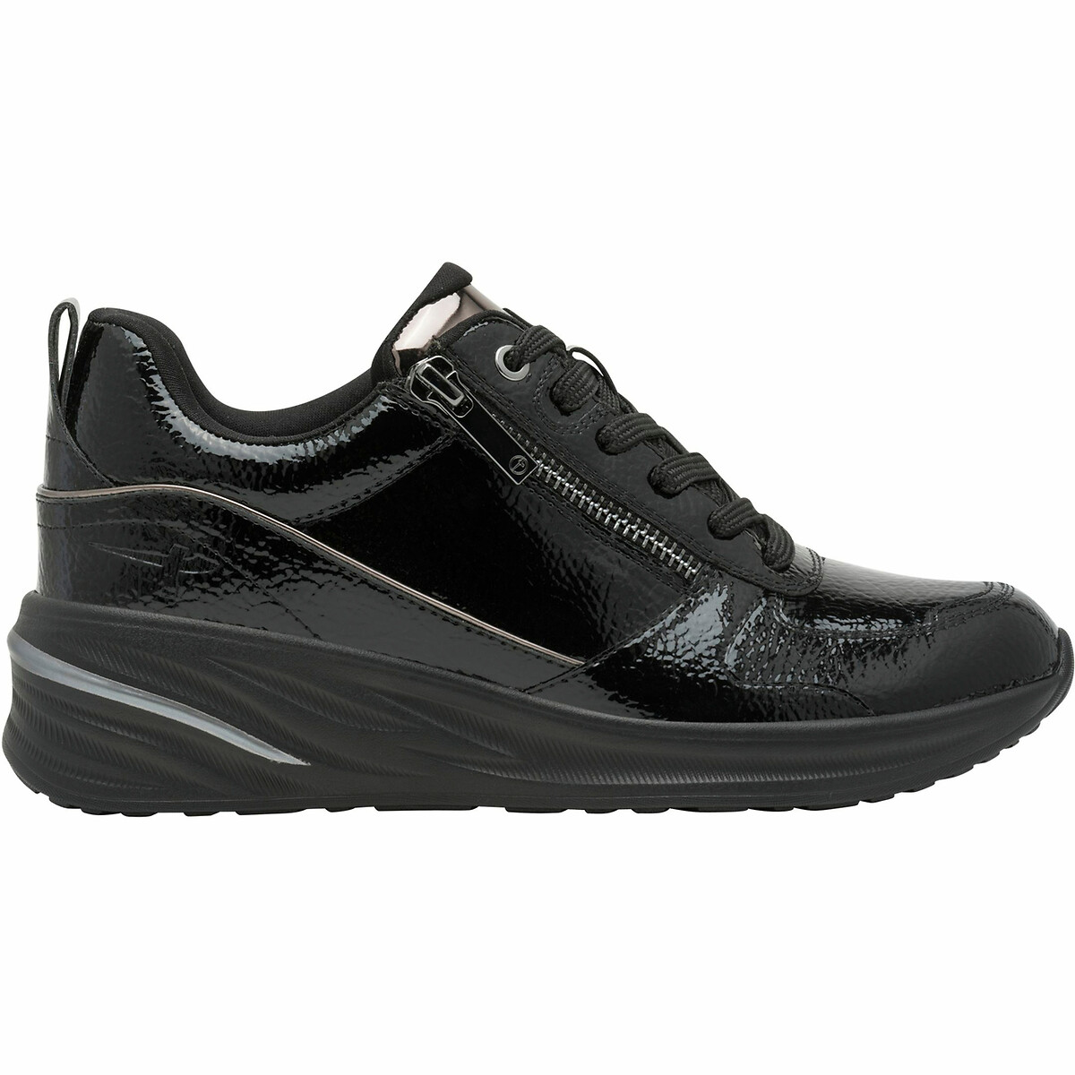Tamaris Zip-Up Wedge Trainers Women's Black Size 39