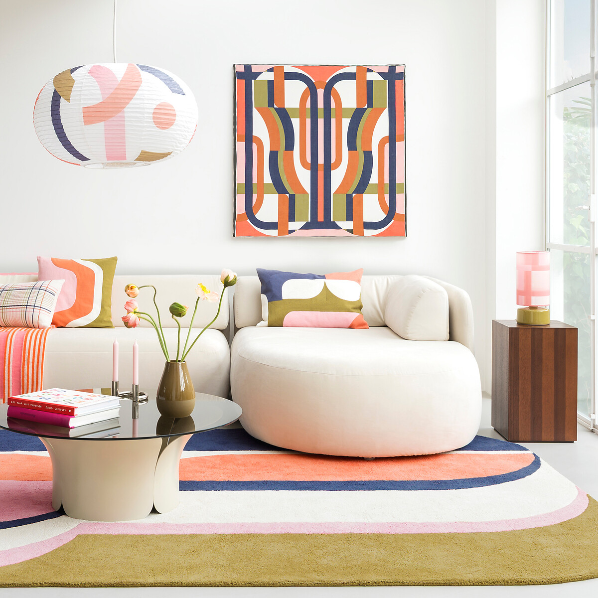 MAPO&Eacute;SIE X LA REDOUTE INT&Eacute;RIEURS Geometrisch vloerkleed van 100% katoen
