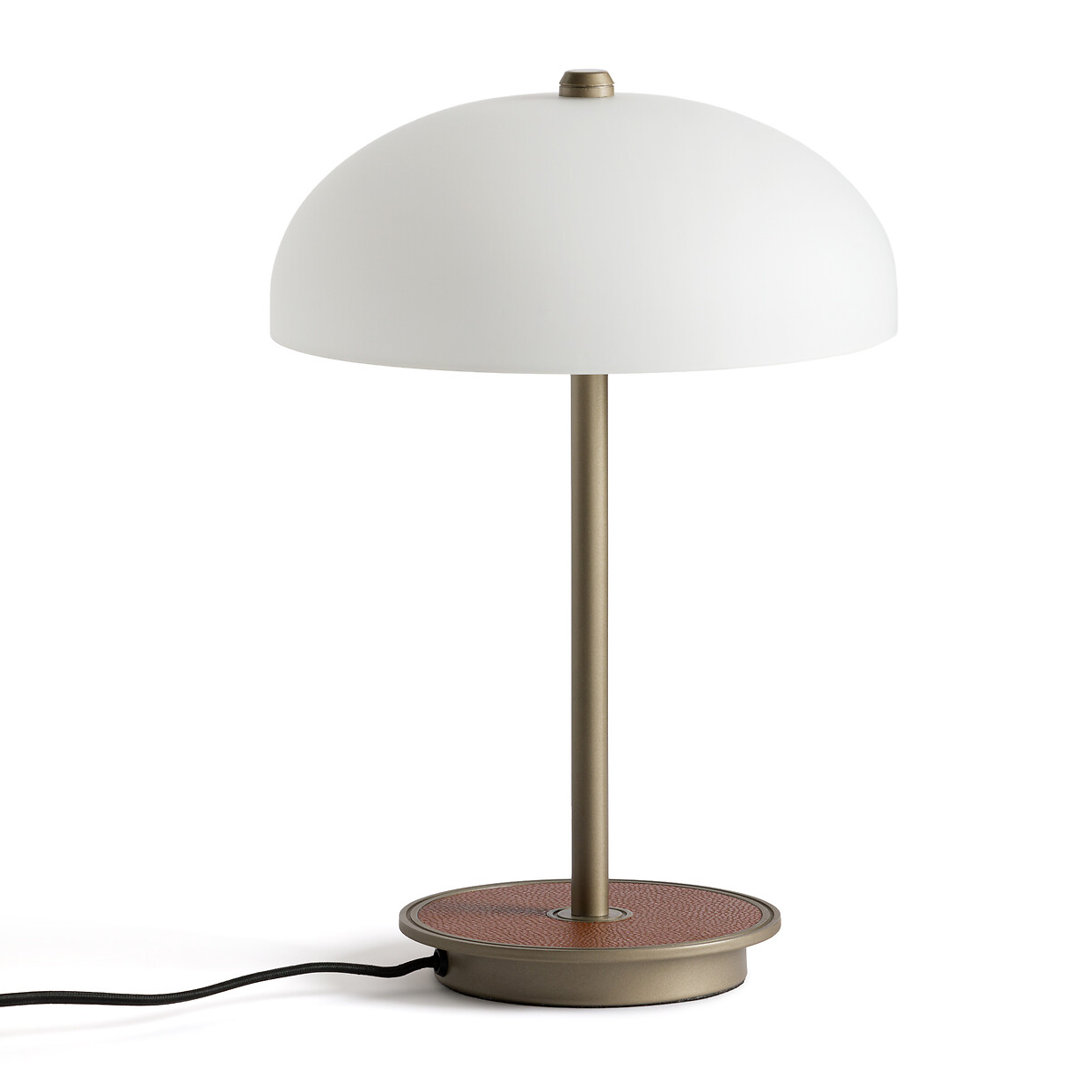 Bureaulamp in glas, metaal en simili, Beaudouin