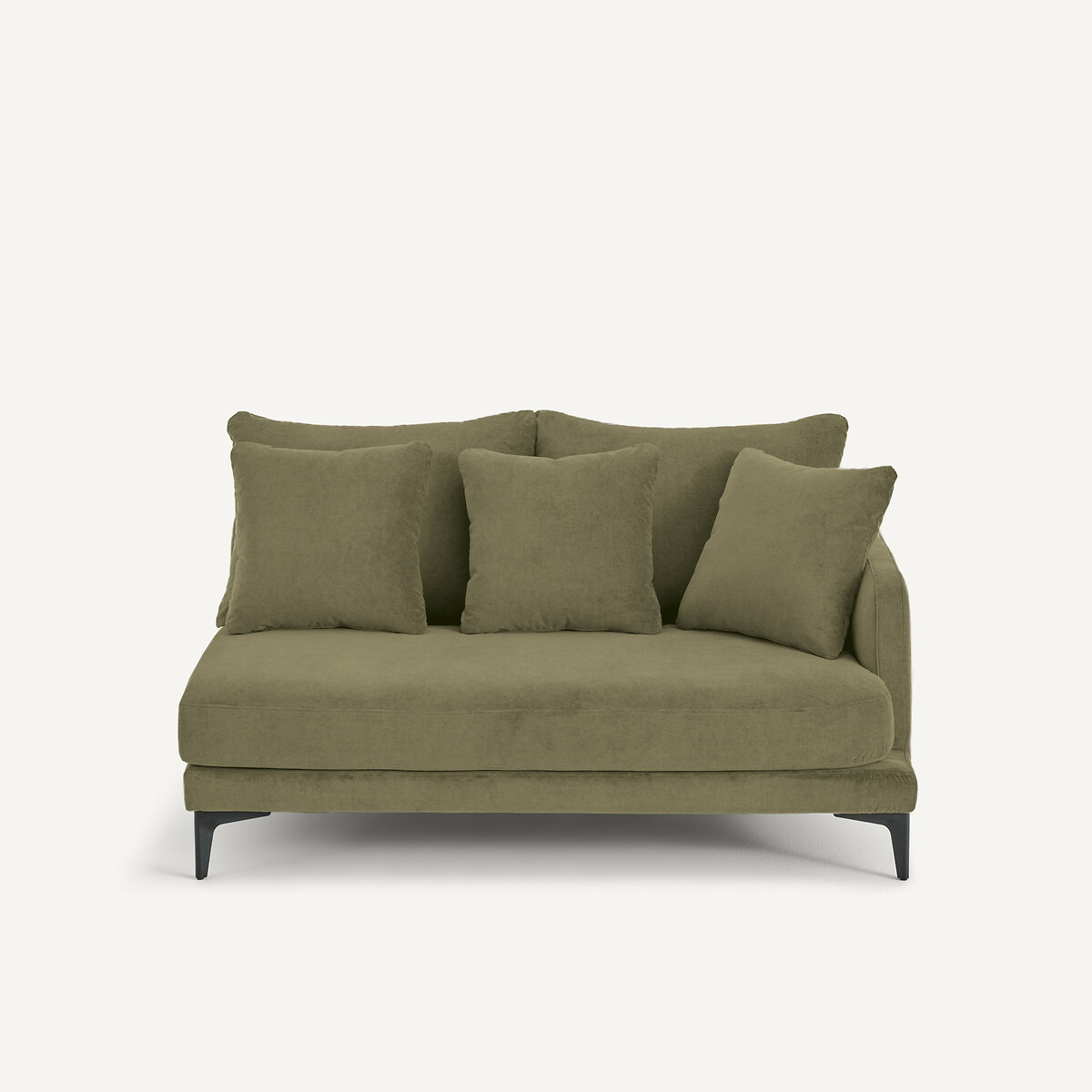 EMMANUEL GALLINA X AM.PM Halve bank in stone-kleurig fluweel, 2-zit, MODERNISTE
