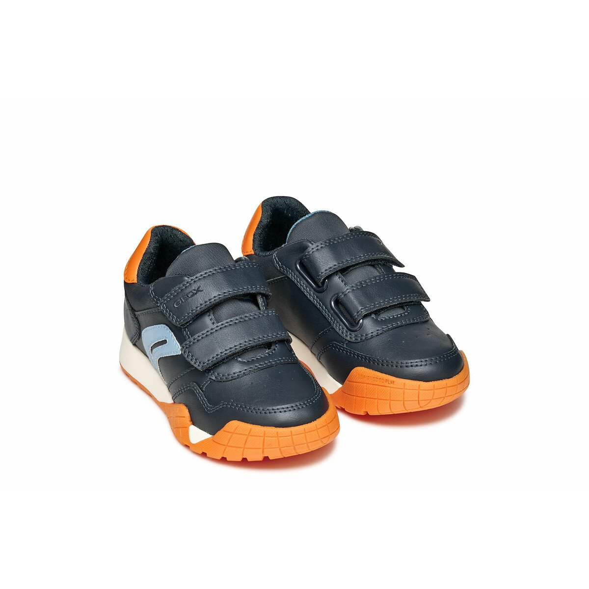 Geox Rann-E Breathable Trainers With Touch 'N' Close Fastening Navy/Orange Size 37 (4) Kids