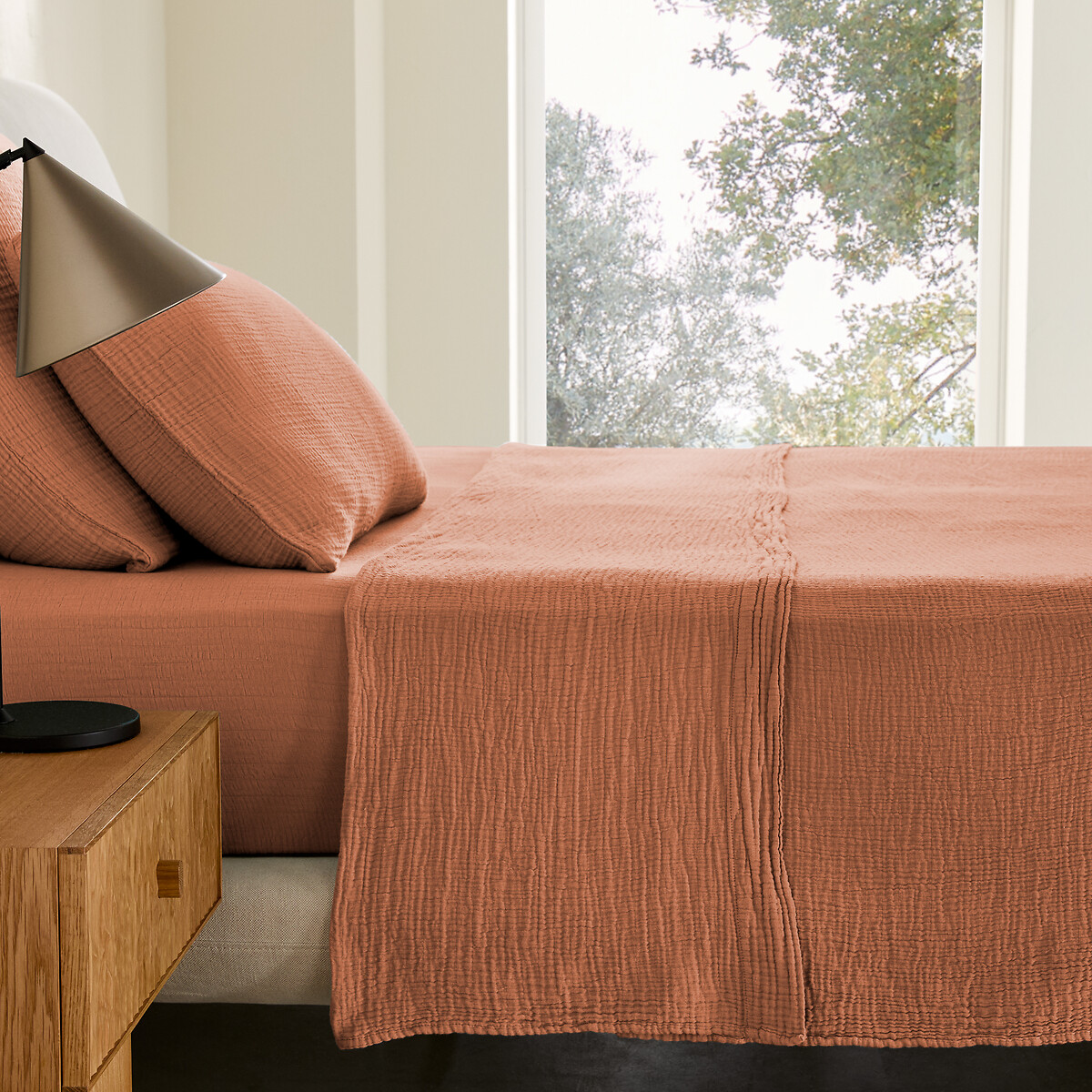 Am.pm Yafa Flat Sheet In Organic Cotton Muslin Unisex Pecan Single (180X290cm)