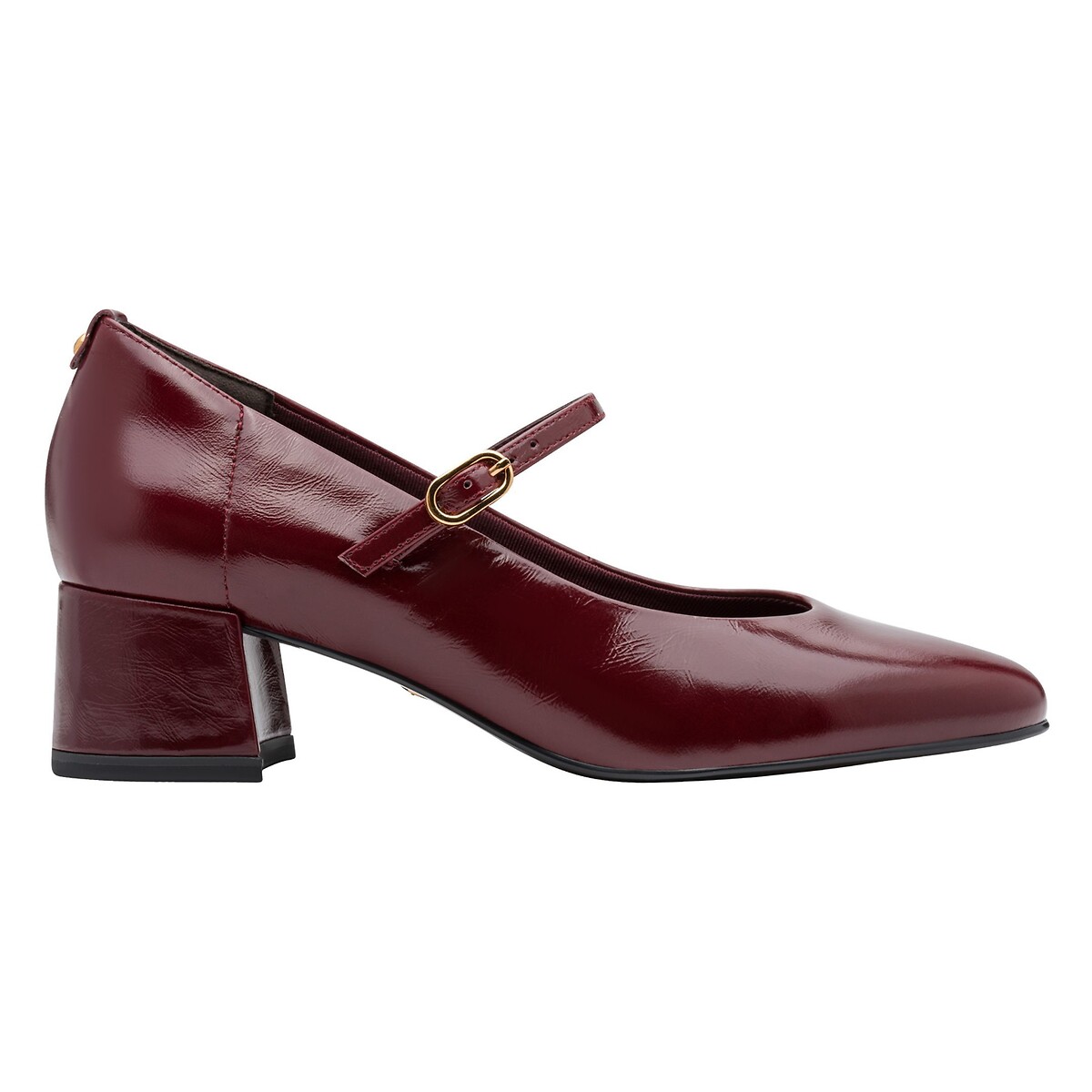 Tamaris Heeled Leather Mary Jane Ballet Pumps Women's Merlot Size 38 (5)