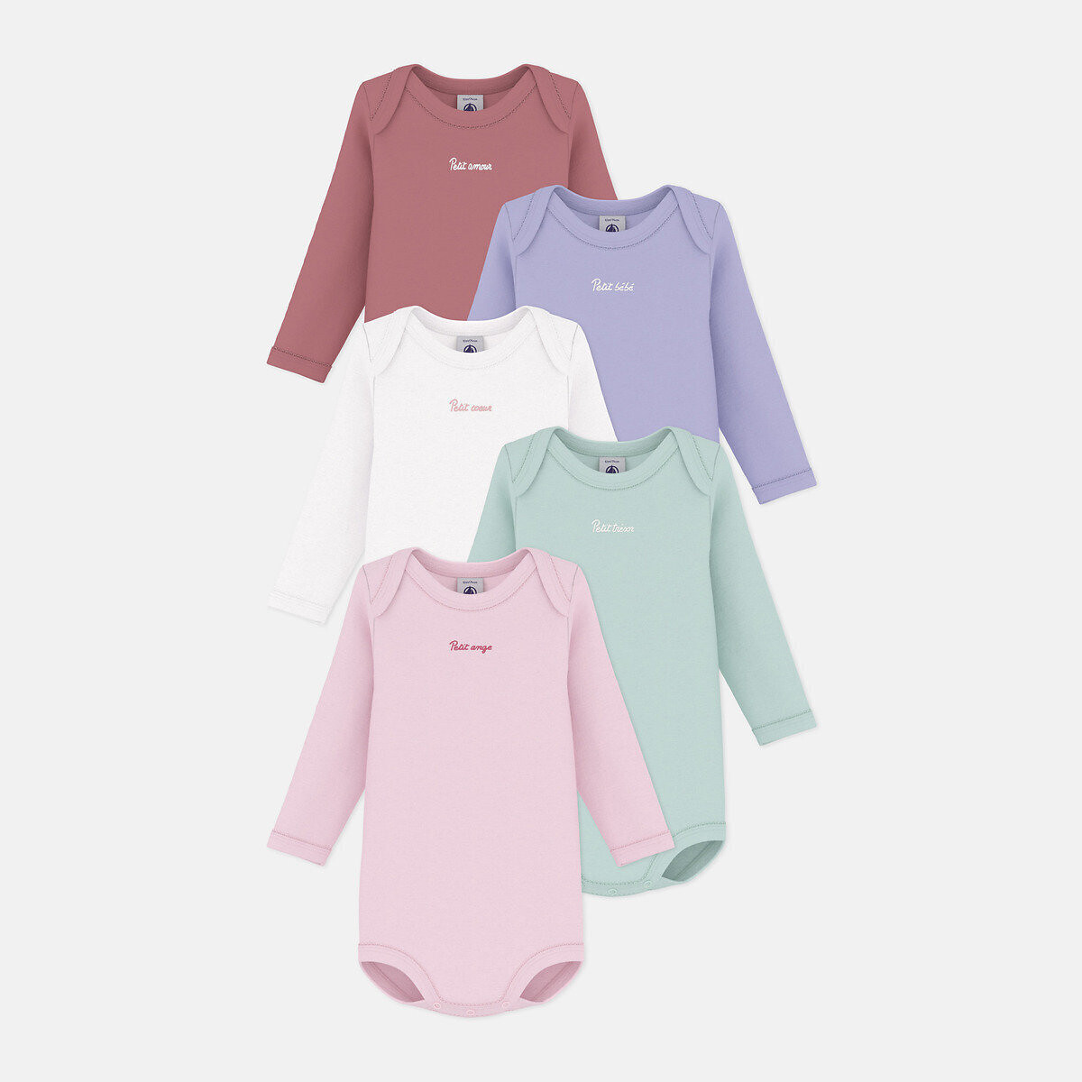 Petit Bateau Pack Of 5 Long Sleeve Bodysuits Multi-Coloured 2Y (86Cm) Newborn