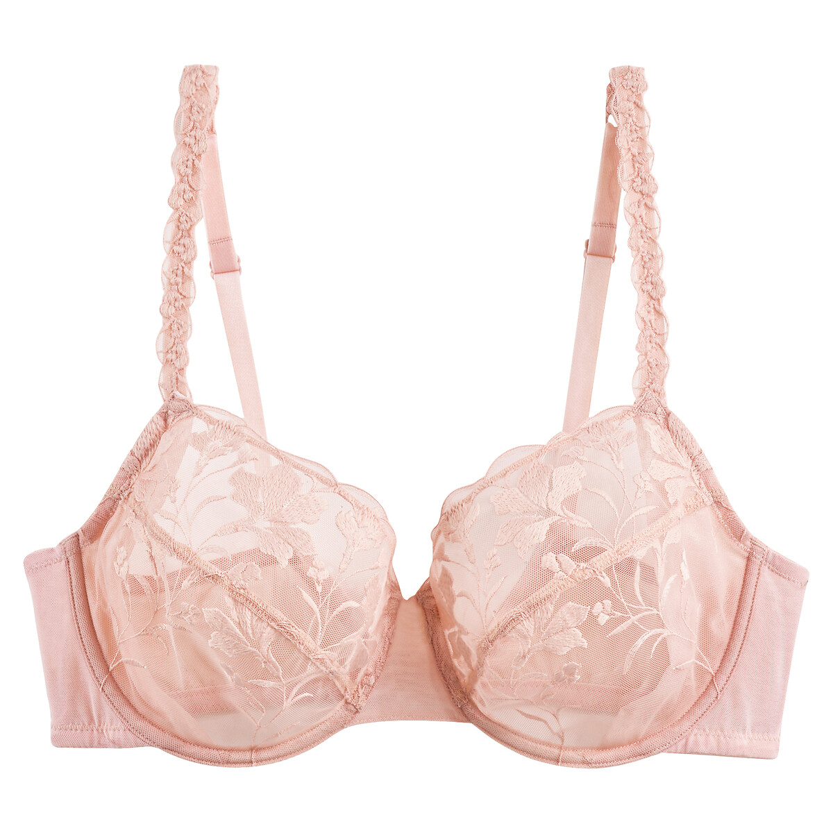 La Redoute Collections Jaiya Full Cup Bra In Embroidered Tulle Women's Powder Pink 32B