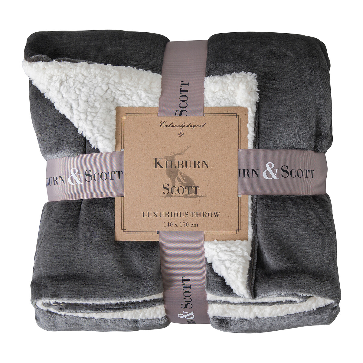 So'home Unisex Grey Reversible Sherpa Throw
