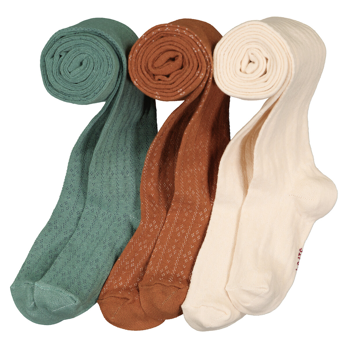 La Redoute Collections Pack Of 3 Tights In Plain Pointelle Knit Multi-Coloured Size 23