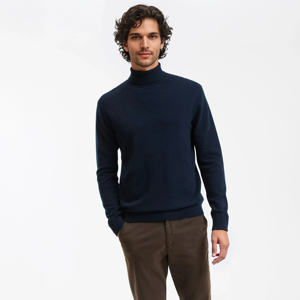 La Redoute Collections Cashmere Turtleneck Jumper Men's Navy Blue 3XL
