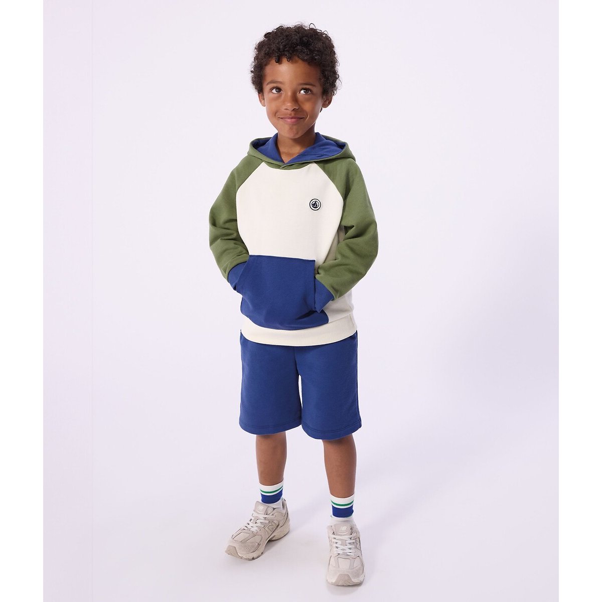 Petit Bateau Hoodie Blue Navy//Ecru/Green 10Y (138Cm)