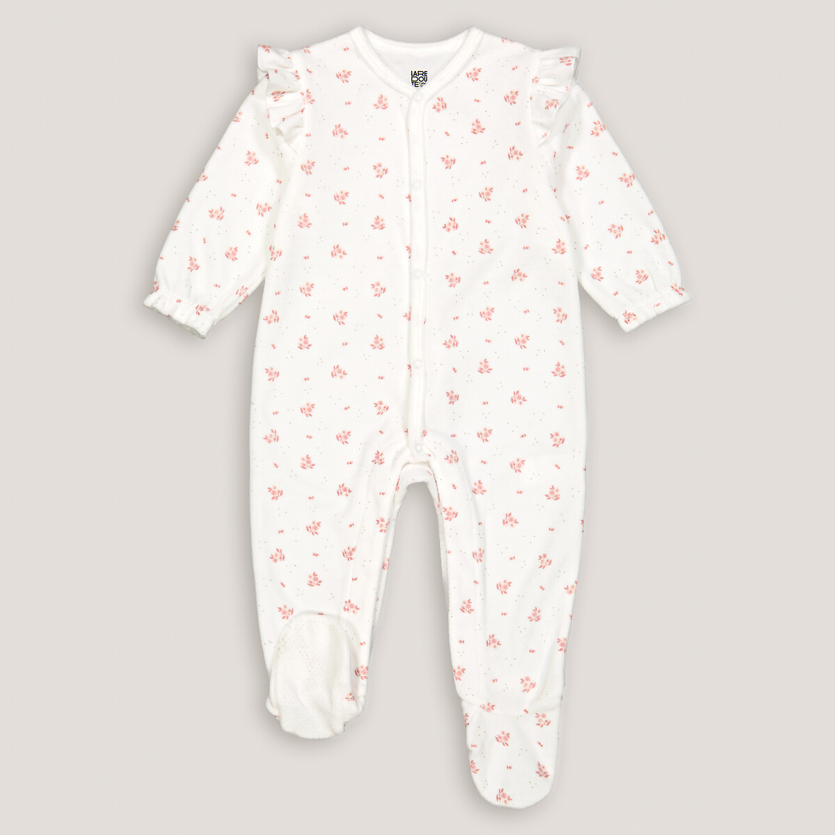 LA REDOUTE COLLECTIONS Pyjama met volants in fluweel, bloemmotief