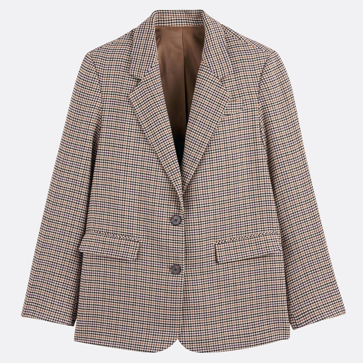 La Redoute Collections Houndstooth Checked Straight Fit Blazer Women's Multi-Coloured Checks Extra Small