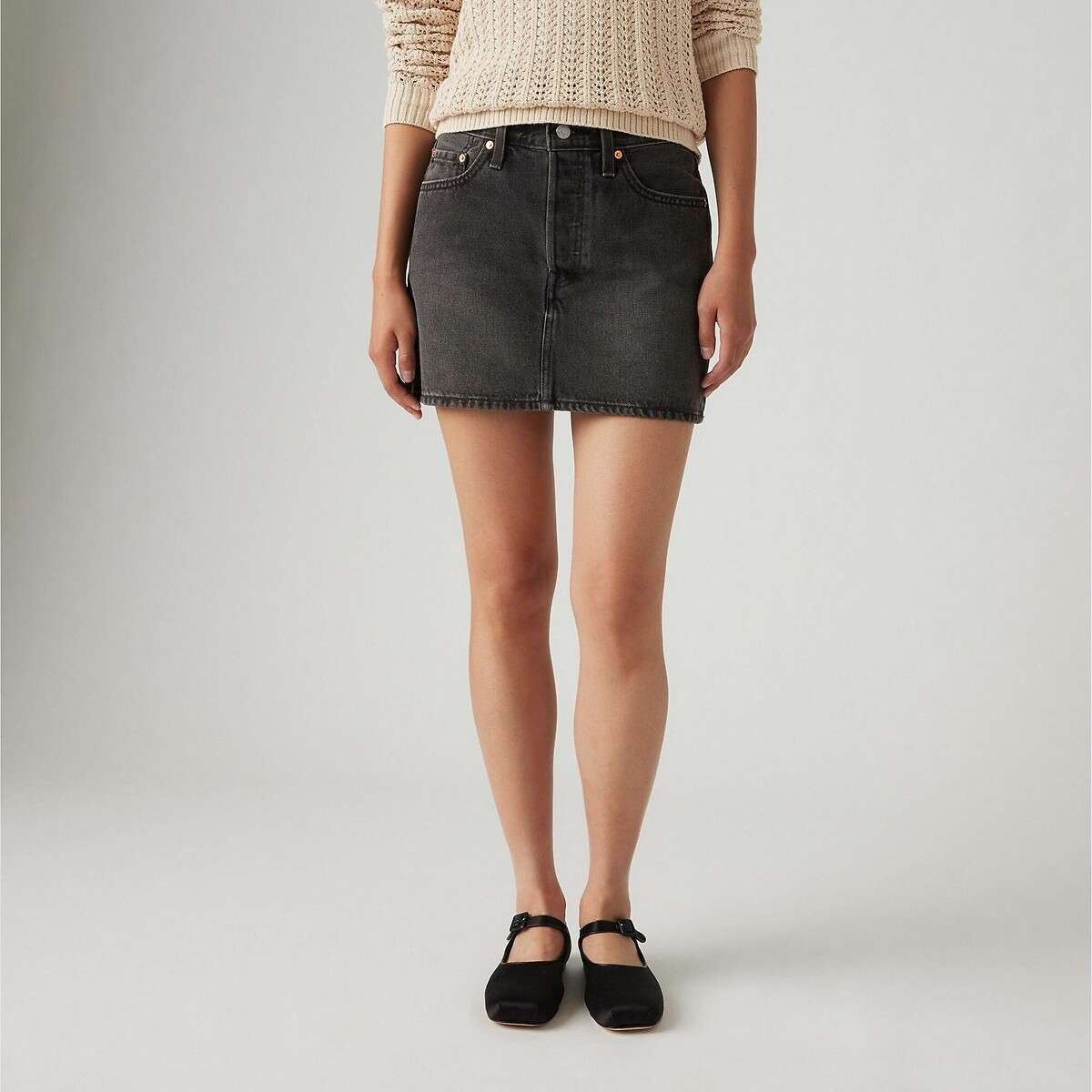 Levi's Jeans rok ICON SKIRT met used-effecten en rafelige randen
