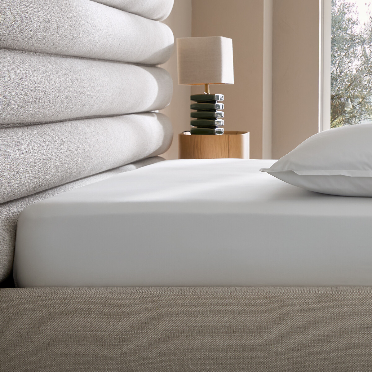 Drap-housse percale de coton, bonnet 30 cm, Veneto