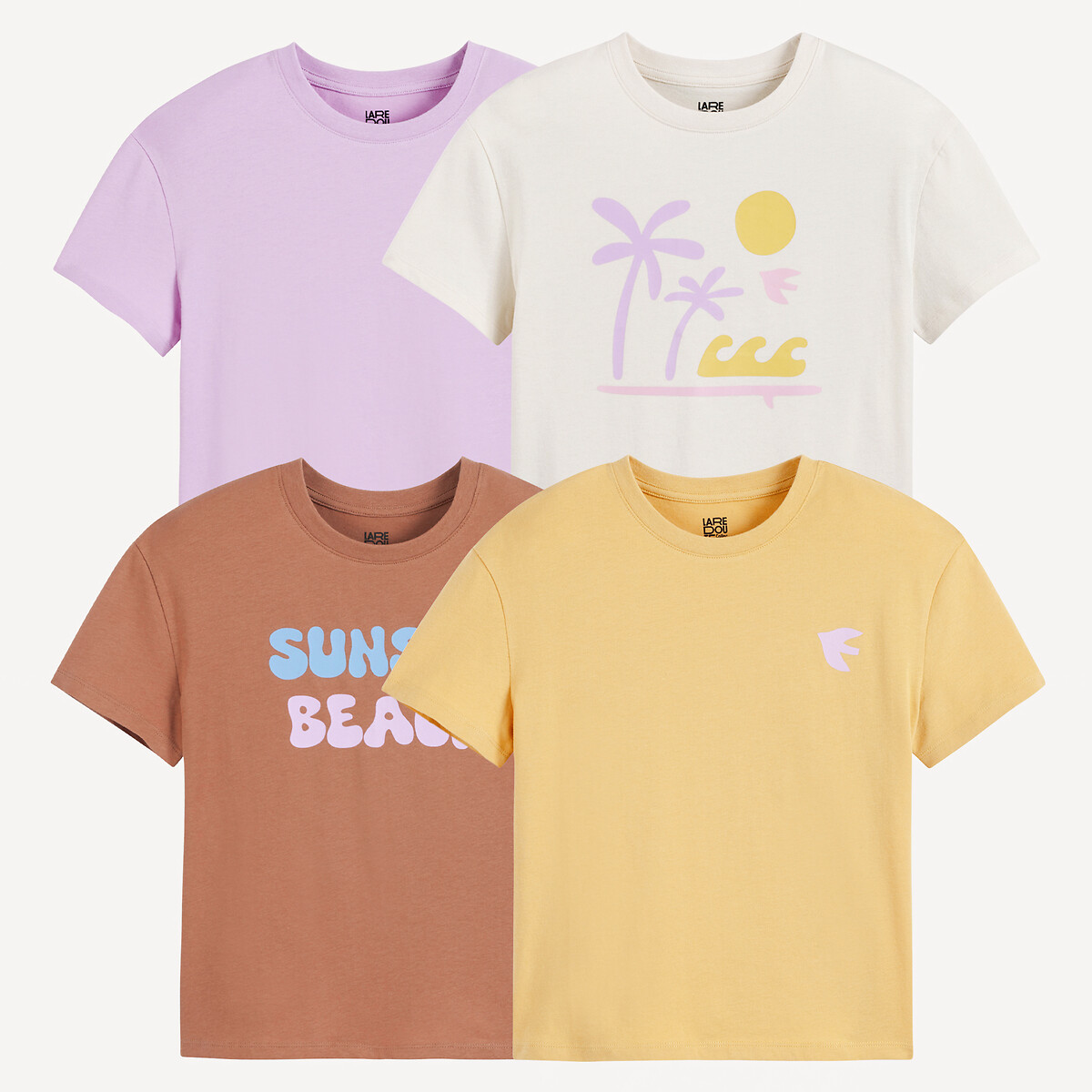 LA REDOUTE COLLECTIONS Set van 4 T-shirts met ronde hals