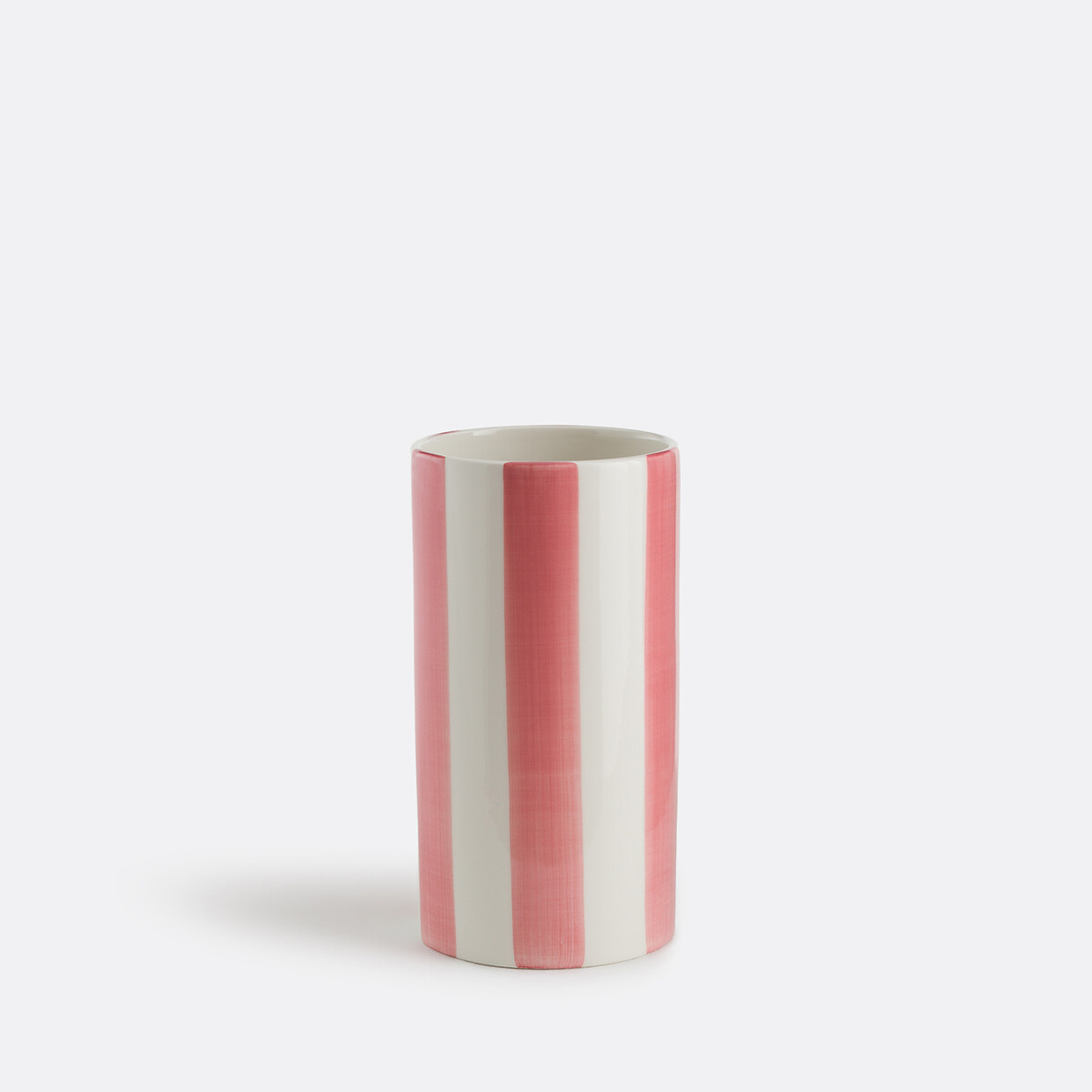 La Redoute Interieurs Jaoma Striped Ceramic Vase, H18cm Unisex Pink