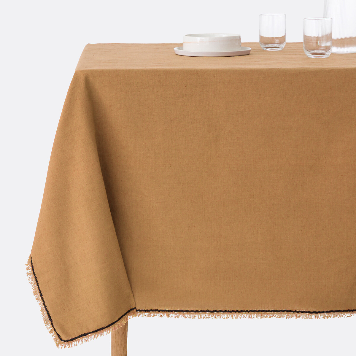 La Redoute Interieurs Menorca Linen Cotton Tablecloth Unisex Sand Medium