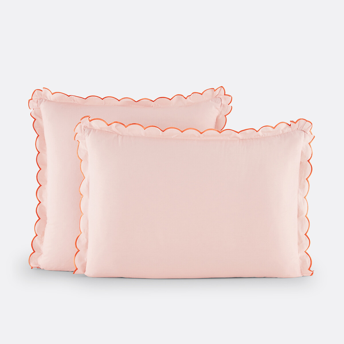 La Redoute Interieurs Scenario Pillowcase In Plain Washed Cotton Unisex Nude/Red Standard (50X70cm)
