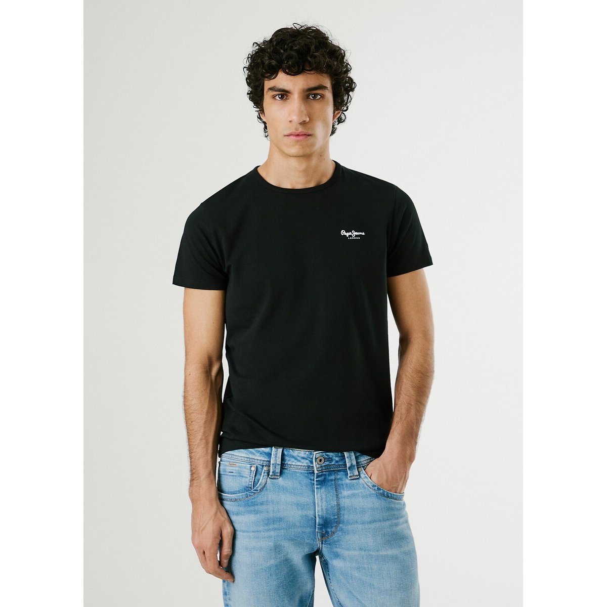 Pepe Jeans Original Basic Stretch T-Shirt With Crew Neck Men's Black Large